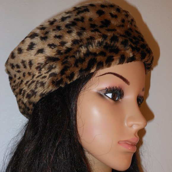 NUCOLLECTION LEOPARD PRINT HAT OSFM - Picture 3 of 5